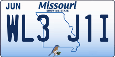 MO license plate WL3J1I