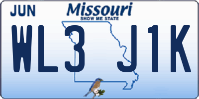 MO license plate WL3J1K