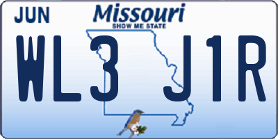 MO license plate WL3J1R