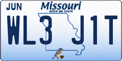 MO license plate WL3J1T