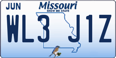 MO license plate WL3J1Z