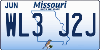 MO license plate WL3J2J