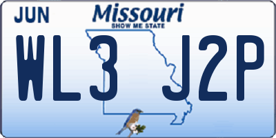 MO license plate WL3J2P