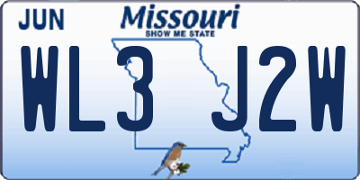 MO license plate WL3J2W
