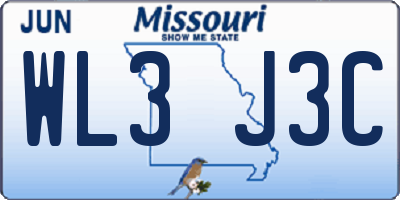 MO license plate WL3J3C