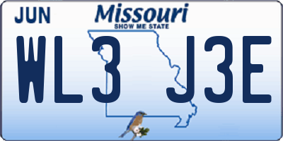 MO license plate WL3J3E