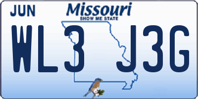 MO license plate WL3J3G