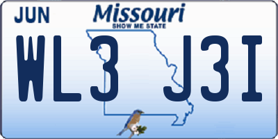 MO license plate WL3J3I