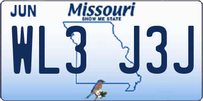 MO license plate WL3J3J
