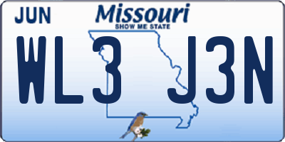 MO license plate WL3J3N