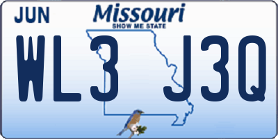 MO license plate WL3J3Q