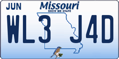 MO license plate WL3J4D