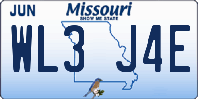 MO license plate WL3J4E