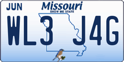 MO license plate WL3J4G
