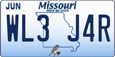 MO license plate WL3J4R