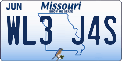 MO license plate WL3J4S