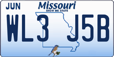 MO license plate WL3J5B