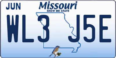 MO license plate WL3J5E