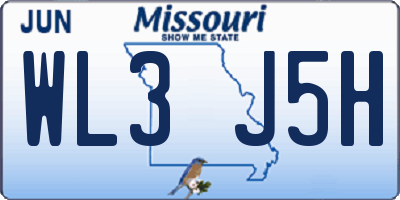 MO license plate WL3J5H