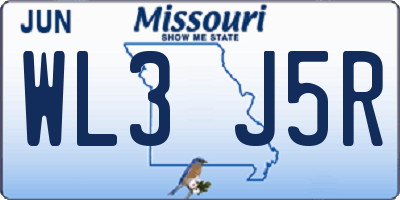 MO license plate WL3J5R