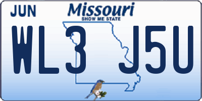 MO license plate WL3J5U