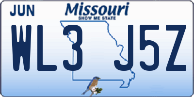 MO license plate WL3J5Z