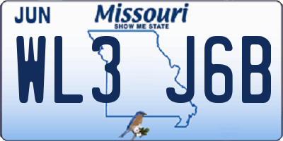 MO license plate WL3J6B