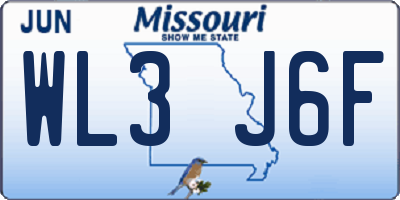 MO license plate WL3J6F
