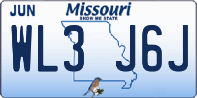 MO license plate WL3J6J