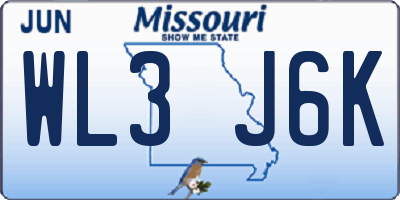 MO license plate WL3J6K
