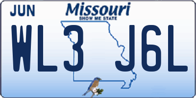 MO license plate WL3J6L