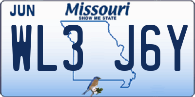 MO license plate WL3J6Y