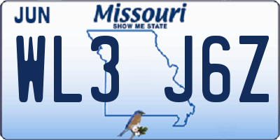 MO license plate WL3J6Z