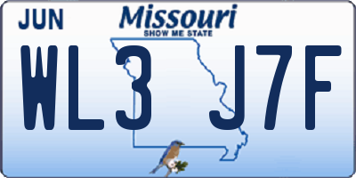 MO license plate WL3J7F