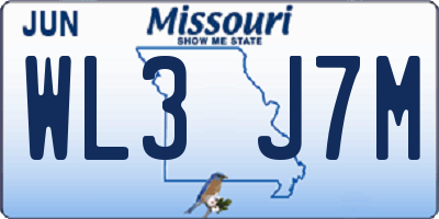 MO license plate WL3J7M
