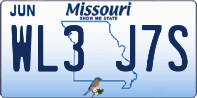 MO license plate WL3J7S