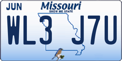 MO license plate WL3J7U