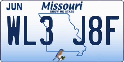 MO license plate WL3J8F