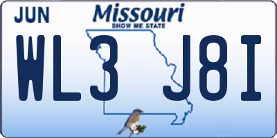 MO license plate WL3J8I