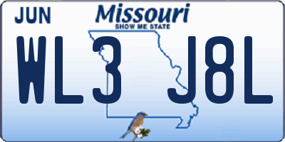 MO license plate WL3J8L