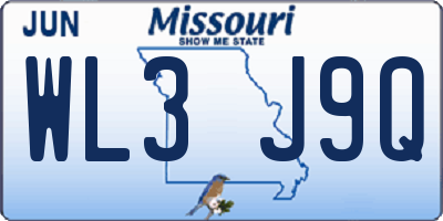 MO license plate WL3J9Q