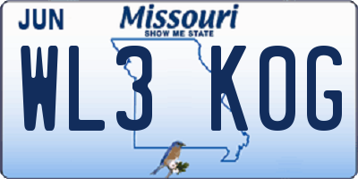 MO license plate WL3K0G