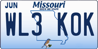MO license plate WL3K0K