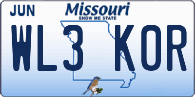MO license plate WL3K0R