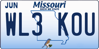 MO license plate WL3K0U