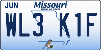 MO license plate WL3K1F