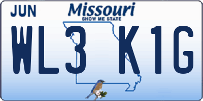 MO license plate WL3K1G