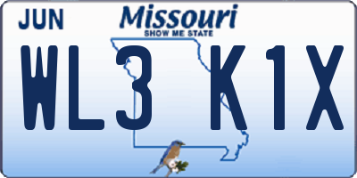 MO license plate WL3K1X