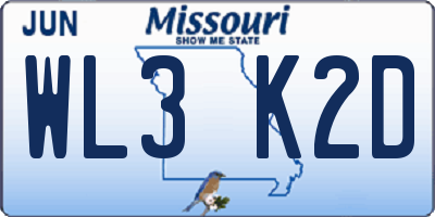 MO license plate WL3K2D