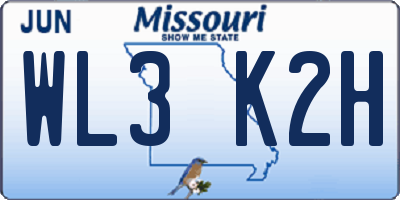 MO license plate WL3K2H